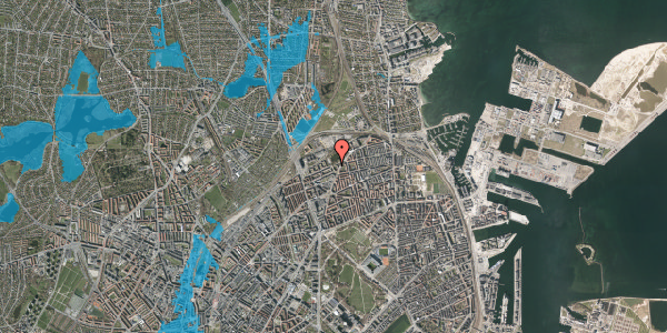 Oversvømmelsesrisiko fra vandløb på Vognmandsmarken 74, 4. tv, 2100 København Ø