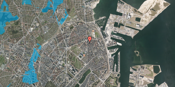 Oversvømmelsesrisiko fra vandløb på Vordingborggade 2C, 2100 København Ø