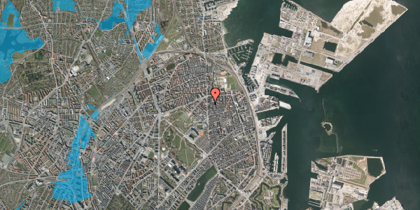 Oversvømmelsesrisiko fra vandløb på Vordingborggade 4A, 4. , 2100 København Ø
