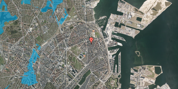 Oversvømmelsesrisiko fra vandløb på Vordingborggade 6C, 3. 32, 2100 København Ø