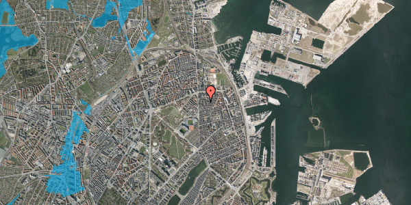 Oversvømmelsesrisiko fra vandløb på Vordingborggade 6K, 3. 33, 2100 København Ø
