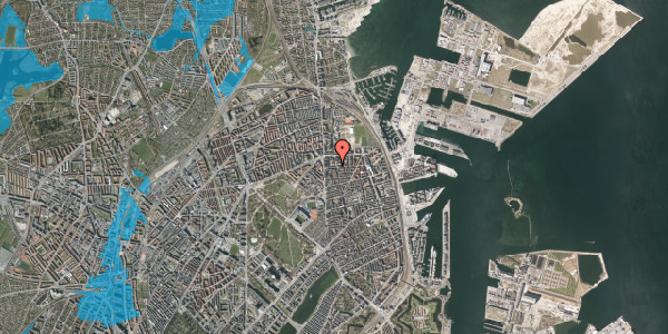 Oversvømmelsesrisiko fra vandløb på Vordingborggade 11, st. th, 2100 København Ø