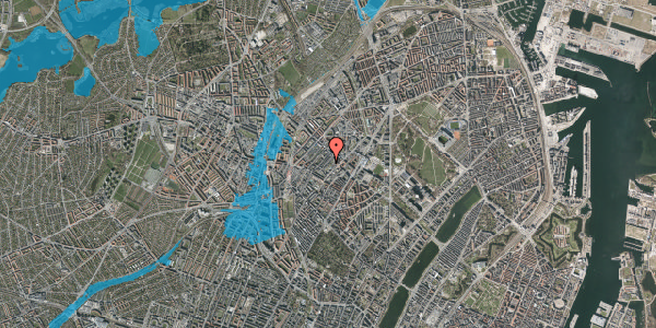 Oversvømmelsesrisiko fra vandløb på Vølundsgade 16A, 1. th, 2200 København N