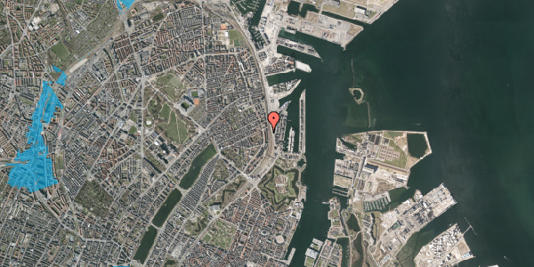 Oversvømmelsesrisiko fra vandløb på Østbanegade 43, 1. 4, 2100 København Ø