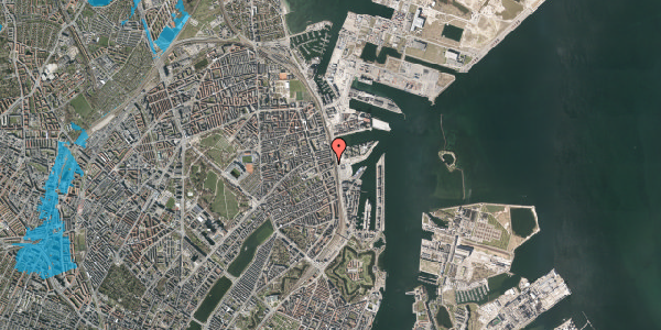 Oversvømmelsesrisiko fra vandløb på Østbanegade 103, 1. 14, 2100 København Ø