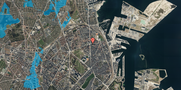 Oversvømmelsesrisiko fra vandløb på Østerbrogade 154, 2. th, 2100 København Ø