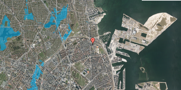 Oversvømmelsesrisiko fra vandløb på Østerbrogade 232, 3. th, 2100 København Ø