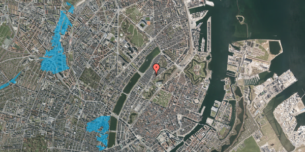 Oversvømmelsesrisiko fra vandløb på Øster Farimagsgade 16B, 1. th, 2100 København Ø