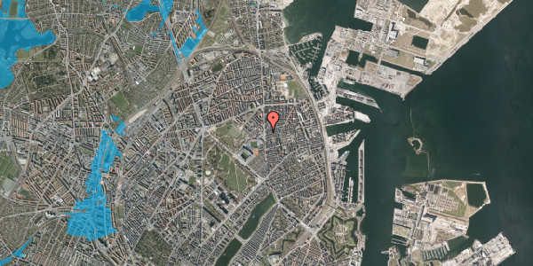 Oversvømmelsesrisiko fra vandløb på Ålborggade 1, 1. tv, 2100 København Ø
