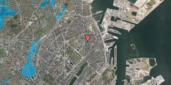 Oversvømmelsesrisiko fra vandløb på Ålborggade 5, 4. tv, 2100 København Ø