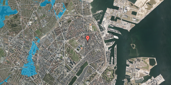 Oversvømmelsesrisiko fra vandløb på Ålborggade 6, 4. th, 2100 København Ø