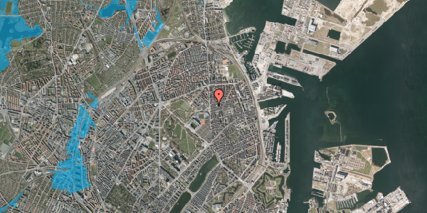 Oversvømmelsesrisiko fra vandløb på Ålborggade 9, 5. th, 2100 København Ø