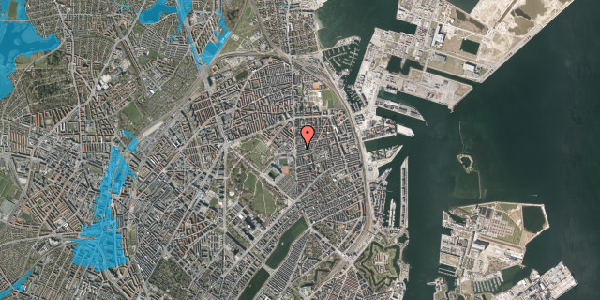 Oversvømmelsesrisiko fra vandløb på Ålborggade 10, 4. tv, 2100 København Ø