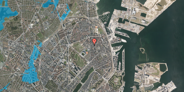 Oversvømmelsesrisiko fra vandløb på Ålborggade 11, 2. th, 2100 København Ø