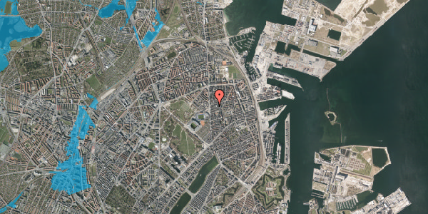 Oversvømmelsesrisiko fra vandløb på Ålborggade 11, 3. tv, 2100 København Ø