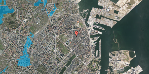 Oversvømmelsesrisiko fra vandløb på Ålborggade 13, 2. th, 2100 København Ø