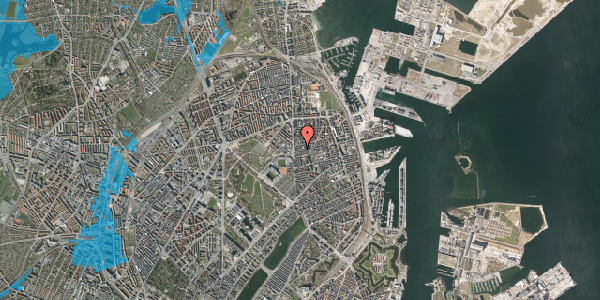 Oversvømmelsesrisiko fra vandløb på Ålborggade 14, st. th, 2100 København Ø