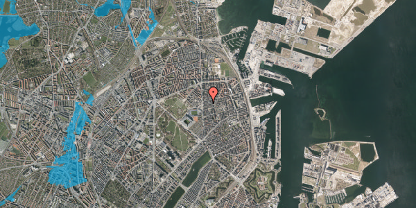 Oversvømmelsesrisiko fra vandløb på Ålborggade 18, 4. tv, 2100 København Ø