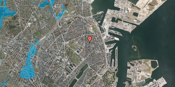Oversvømmelsesrisiko fra vandløb på Ålborggade 21, st. th, 2100 København Ø