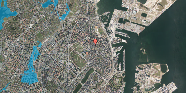 Oversvømmelsesrisiko fra vandløb på Ålborggade 22, st. th, 2100 København Ø