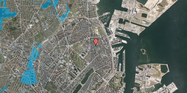 Oversvømmelsesrisiko fra vandløb på Ålborggade 25, 3. th, 2100 København Ø