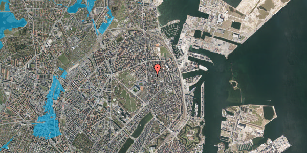 Oversvømmelsesrisiko fra vandløb på Ålborggade 32, st. tv, 2100 København Ø