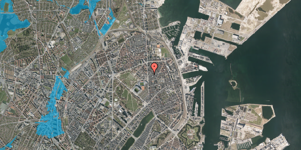 Oversvømmelsesrisiko fra vandløb på Århusgade 3, 4. th, 2100 København Ø