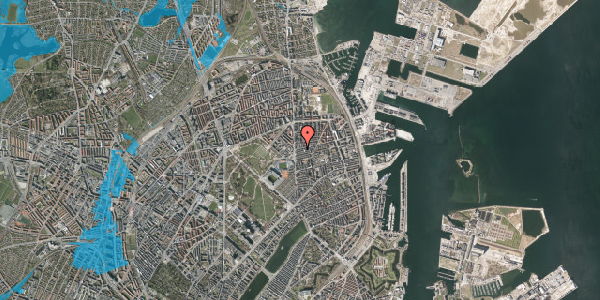 Oversvømmelsesrisiko fra vandløb på Århusgade 10, 3. th, 2100 København Ø