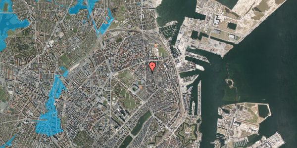 Oversvømmelsesrisiko fra vandløb på Århusgade 11, 4. tv, 2100 København Ø