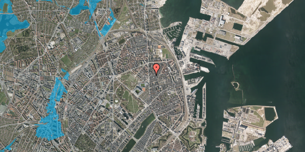 Oversvømmelsesrisiko fra vandløb på Århusgade 13, 1. th, 2100 København Ø
