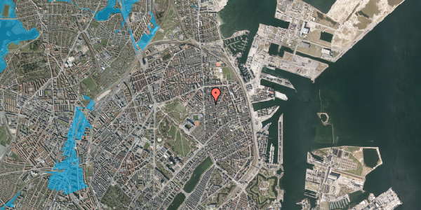 Oversvømmelsesrisiko fra vandløb på Århusgade 19, 4. th, 2100 København Ø