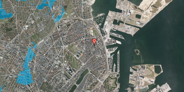 Oversvømmelsesrisiko fra vandløb på Århusgade 50, 4. tv, 2100 København Ø