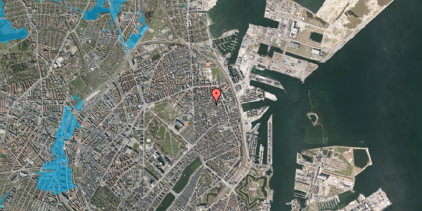 Oversvømmelsesrisiko fra vandløb på Århusgade 56, 1. th, 2100 København Ø