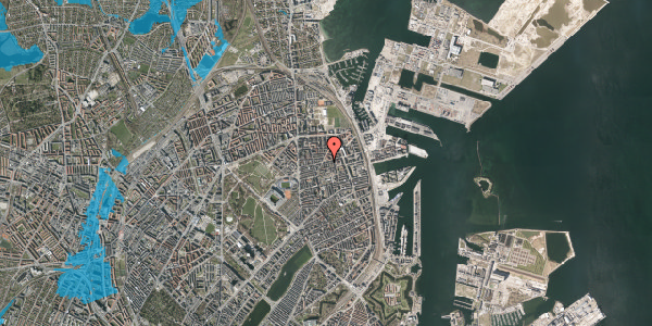 Oversvømmelsesrisiko fra vandløb på Århusgade 62, 2. tv, 2100 København Ø