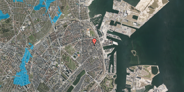 Oversvømmelsesrisiko fra vandløb på Århusgade 86, 1. tv, 2100 København Ø