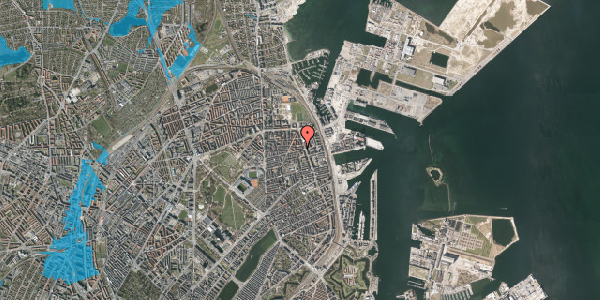 Oversvømmelsesrisiko fra vandløb på Århusgade 89, 1. tv, 2100 København Ø