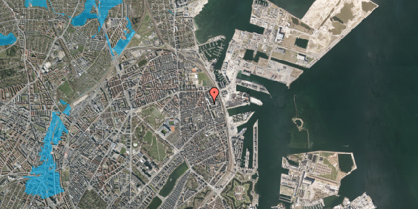 Oversvømmelsesrisiko fra vandløb på Århusgade 95, st. tv, 2100 København Ø