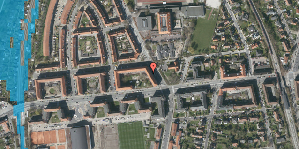 Oversvømmelsesrisiko fra vandløb på Peter Bangs Vej 130, st. th, 2000 Frederiksberg