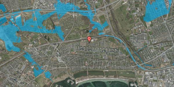 Oversvømmelsesrisiko fra vandløb på Flintelunden 14, 2660 Brøndby Strand