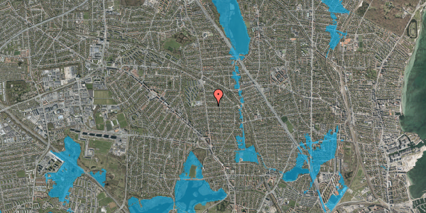 Oversvømmelsesrisiko fra vandløb på Fruevej 13, 2870 Dyssegård