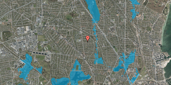 Oversvømmelsesrisiko fra vandløb på Fruevej 14, 2870 Dyssegård
