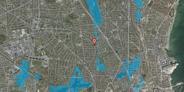Oversvømmelsesrisiko fra vandløb på Fruevej 43, 2870 Dyssegård