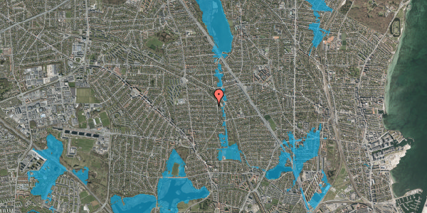 Oversvømmelsesrisiko fra vandløb på Fruevej 54, 2870 Dyssegård
