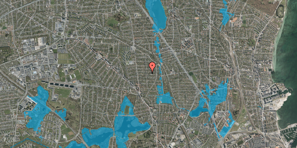 Oversvømmelsesrisiko fra vandløb på Hulkærvej 21, 1. , 2870 Dyssegård