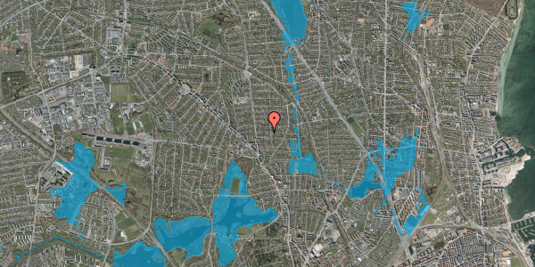 Oversvømmelsesrisiko fra vandløb på Mindevej 14, 2870 Dyssegård