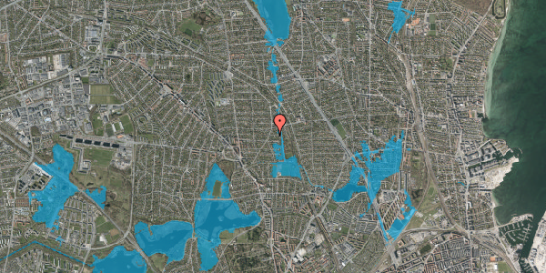 Oversvømmelsesrisiko fra vandløb på Mindevej 44, 2870 Dyssegård