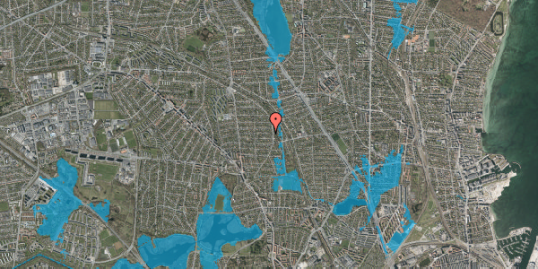 Oversvømmelsesrisiko fra vandløb på Røntoftevej 44, 2870 Dyssegård