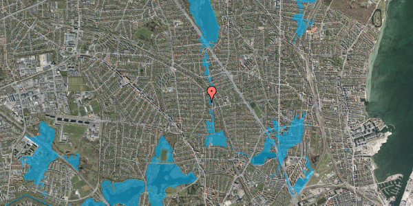 Oversvømmelsesrisiko fra vandløb på Røntoftevej 48B, 2870 Dyssegård