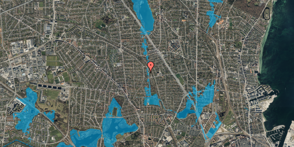 Oversvømmelsesrisiko fra vandløb på Røntoftevej 59, 2870 Dyssegård