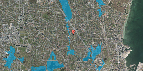 Oversvømmelsesrisiko fra vandløb på Teglværksbakken 29, 2900 Hellerup